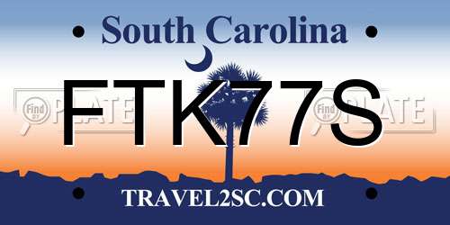 FTK77S South Carolina License Plate