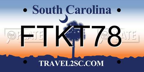 FTKT78 South Carolina License Plate