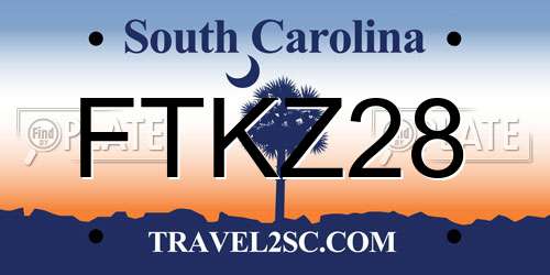 FTKZ28 South Carolina License Plate