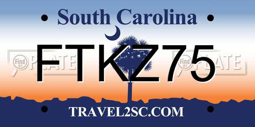 FTKZ75 South Carolina License Plate