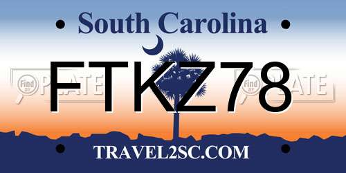 FTKZ78 South Carolina License Plate
