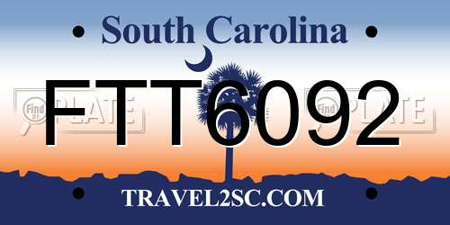 FTT6092 South Carolina License Plate