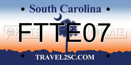 FTTE07 South Carolina License Plate