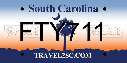 FTY711 South Carolina License Plate