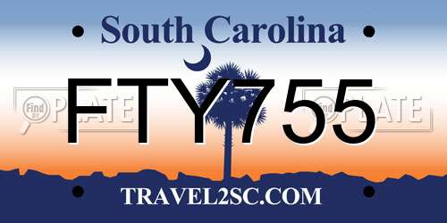 FTY755 South Carolina License Plate