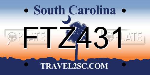 FTZ431 South Carolina License Plate