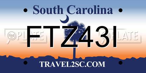 FTZ43I South Carolina License Plate