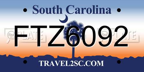 FTZ6092 South Carolina License Plate