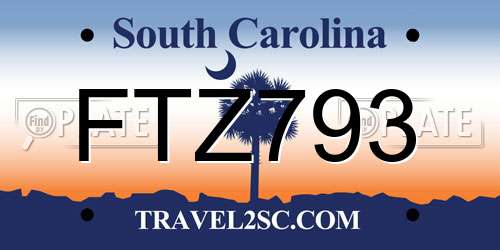 FTZ793 South Carolina License Plate