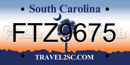 FTZ9675 South Carolina License Plate