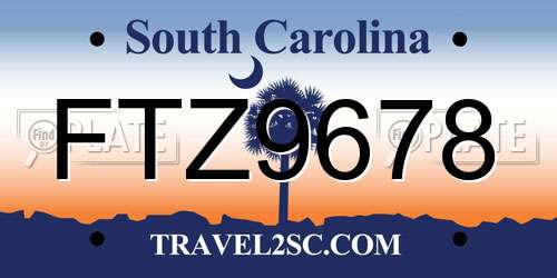 FTZ9678 South Carolina License Plate