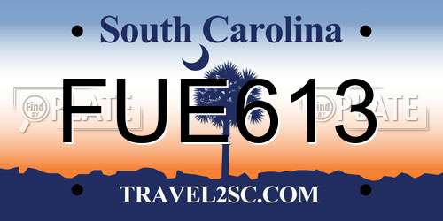 FUE613 South Carolina License Plate