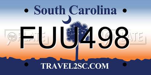 FUU498 South Carolina License Plate