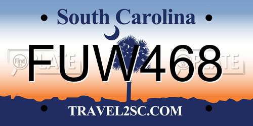 FUW468 South Carolina License Plate