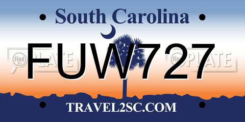 FUW727 South Carolina License Plate