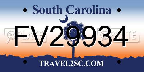 FV29934 South Carolina License Plate