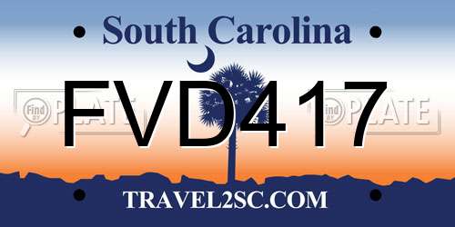 FVD417 South Carolina License Plate