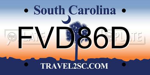 FVD86D South Carolina License Plate