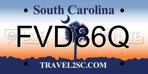 FVD86Q South Carolina License Plate