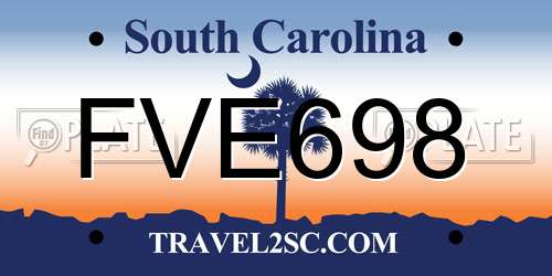 FVE698 South Carolina License Plate