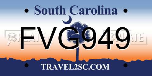 FVG949 South Carolina License Plate