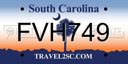 FVH749 South Carolina License Plate