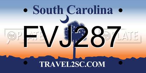 FVJ287 South Carolina License Plate