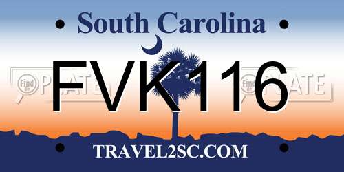 FVK116 South Carolina License Plate