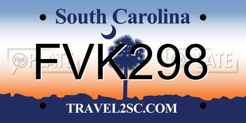 FVK298 South Carolina License Plate