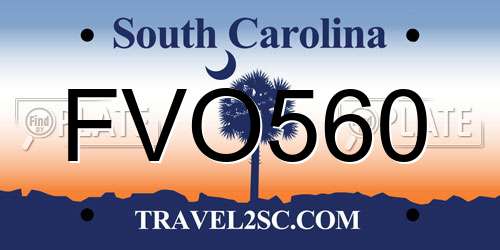 FVO560 South Carolina License Plate