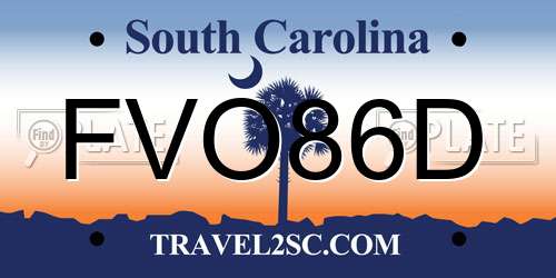 FVO86D South Carolina License Plate