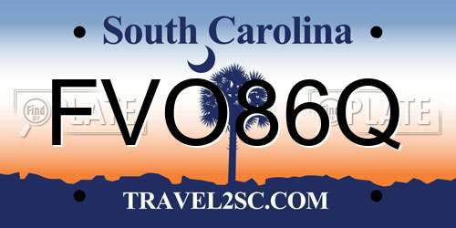 FVO86Q South Carolina License Plate