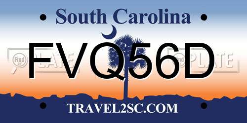 FVQ56D South Carolina License Plate
