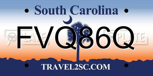 FVQ86Q South Carolina License Plate