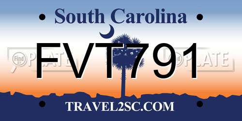 FVT791 South Carolina License Plate