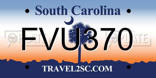 FVU370 South Carolina License Plate