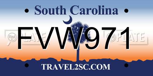 FVW971 South Carolina License Plate
