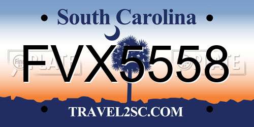 FVX5558 South Carolina License Plate