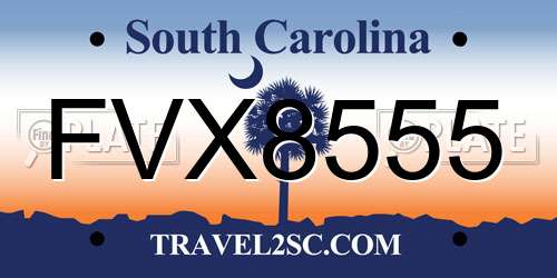 FVX8555 South Carolina License Plate