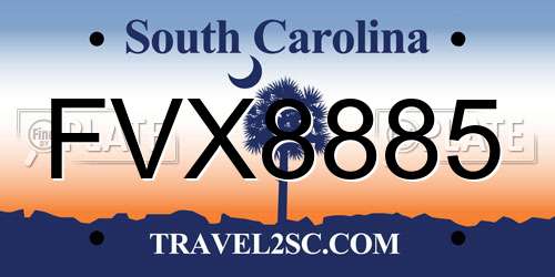 FVX8885 South Carolina License Plate