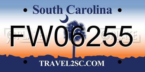 FW06255 South Carolina License Plate