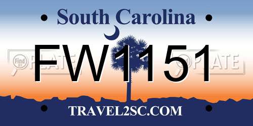 FW1151 South Carolina License Plate