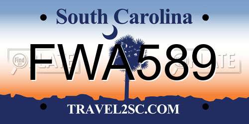 FWA589 South Carolina License Plate