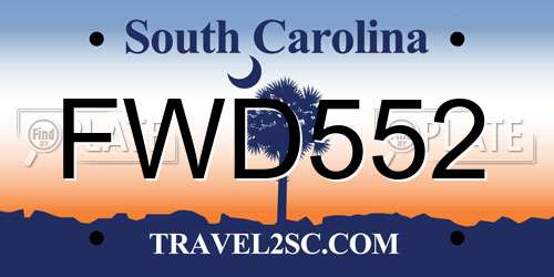 FWD552 South Carolina License Plate