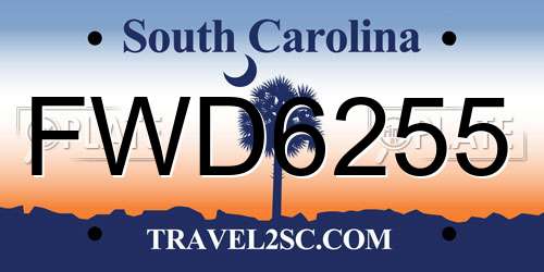 FWD6255 South Carolina License Plate