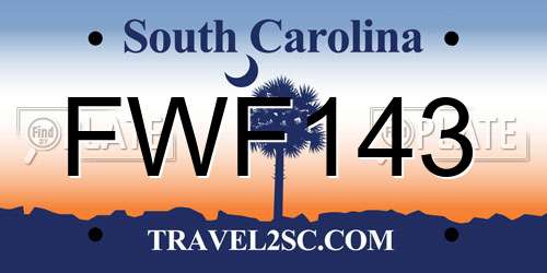 FWF143 South Carolina License Plate