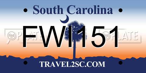 FWI151 South Carolina License Plate