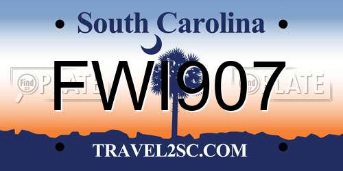 FWI907 South Carolina License Plate