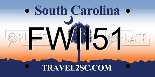 FWII51 South Carolina License Plate