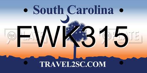 FWK315 South Carolina License Plate